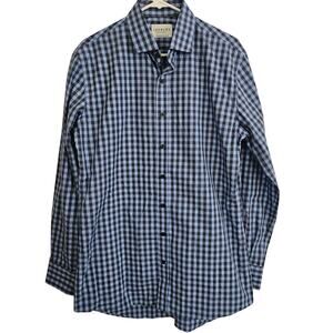 Ledbury Shirtmakers Men's Button Up Shirt 16/Medium Blue Gingham‎ Plaid Business